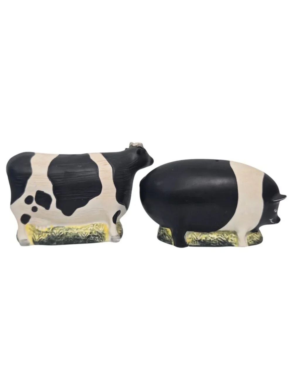 Sakura Cow Pig Salt Pepper Shaker Set Hand Painted Farm Country Core Vintage